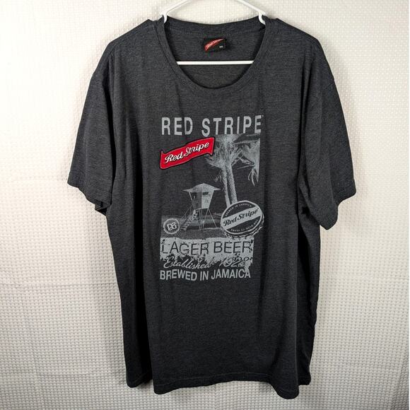 Red Stripe Lager Beer T-Shirt 3XL Gray Graphic Tee Jamaica Caribbean Brewery - Picture 1 of 6